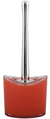 MSV Brosse WC sur Support/Brosse de Toilette Aveiro - Plastique PS/Acier Inoxydable - Rouge/Argent
