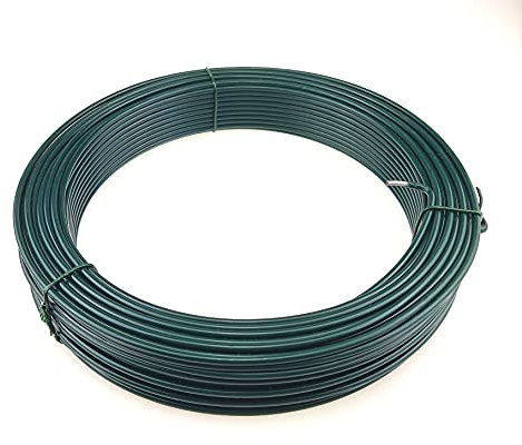 Garmix Spanndraht Grün Feuerverzinkt für Maschendraht Zaun Metall Draht (100m, 3,8mm)