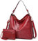 Lifetooler Handtaschen Set Gross Leder Schultertasche Umhängetasche Geldbörse Hobo Damen Taschen Set für Büro Schule Einkauf Reise eschenke für Frauen 2pcs(rot)