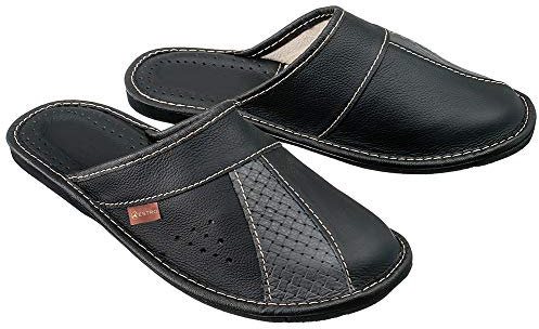 ESTRO Pantofole Ciabatte Uomo Casa Pantofola Ciabatta Vera Pelle M44 (Grigio, 42)