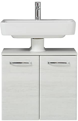 Pelipal Waschbeckenunterschrank Quickset 936 in Eiche Weiß quer Nachbildung, 60 cm breit | Waschbeckenschrank ohne Waschbecken mit 2 Türen