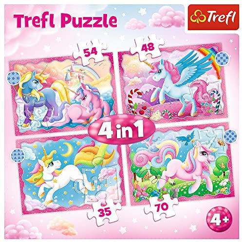 Trefl 4 in 1 Puzzle - Einhörner