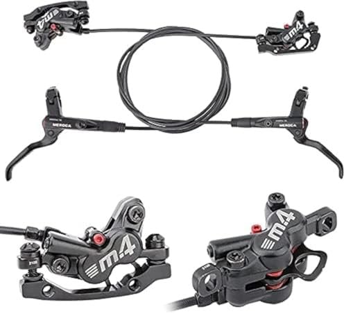 splumzer 4-Piston MTB Hydraulic Brake Set, Left Front 800mm and Right Rear 1400mm Hydraulic Disc Brake Kit with PM/is Adapter, Fits for eBike, Mountain Bike and BMX
