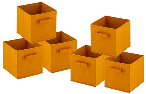faltbar Faltbox 28x27x27 cm 6er Pack Aufbewahrungskiste quadratisch gelb Aufbewahrungsboxen