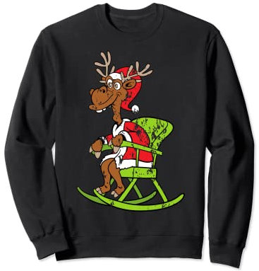 Rentier Schaukelstuhl Weihnachten Santa Claus Vintage Retro Sweatshirt
