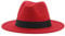 QBQZXAOSOWH Fedora Trilby Fedora-Hüte Für Frauen 9,5 cm Breite Krempe Kleid Männer Mützen Filzhut Panama Kirche Hochzeitsband Band Männer Hut 56-58 cm Rot