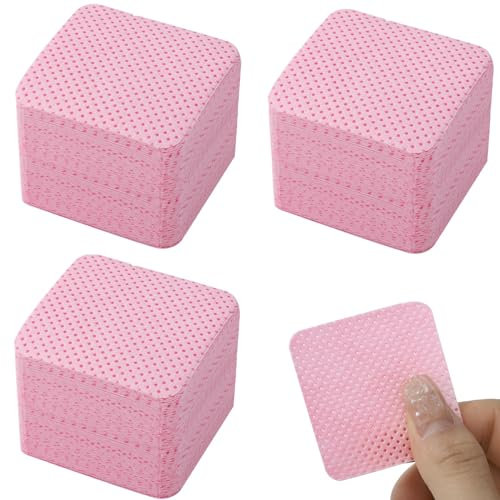 600pcs Coton Ongles Gel Non Pelucheux, Cleaner Ongles Degraissant Lingettes à Ongles Non Pelucheux Degraissant Ongle Gel Lingette Ongles Degraissant Coton Vernis Semi Permanent - Rose