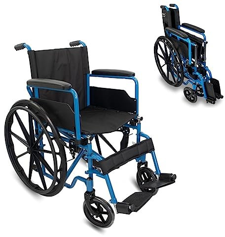 Mobiclinic®, Rollstuhl faltbar und leicht, Marsella, Europäische marke, Schnellspanner-rollen auf knopfdruck, Robust, Sitzbreite 46 cm, Klappbare fußstütze armlehnen, Bremshebel, Reifen 24