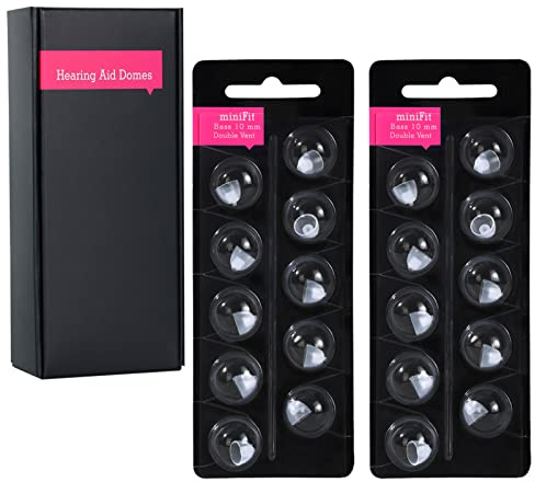 Hörgerätekuppeln für Oticon Ersatz, Oticon Minifit Double Vent Bass Domes (8 mm / 2 Pack), Universal Domes für Oticon Hörgerätezubehör. (DOUBLE VENT, 10 MM)