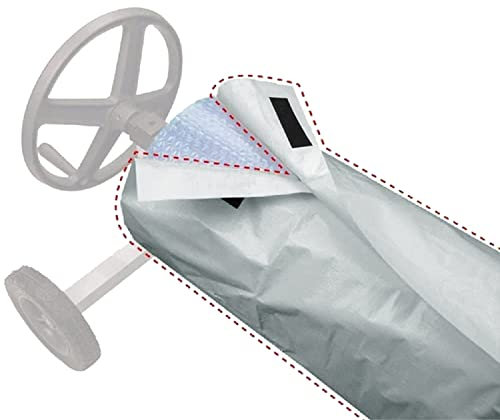 Pool Planenaufroller Abdeckung, Pool-Aufroller Abdeckung, Pool-Planen Aufrollsystem Schutzhülle Abdeckplane mit Klettverschluss Wasserdicht Staubdicht für Pool-Planen Aufrollsystem,Grau,550x126 cm