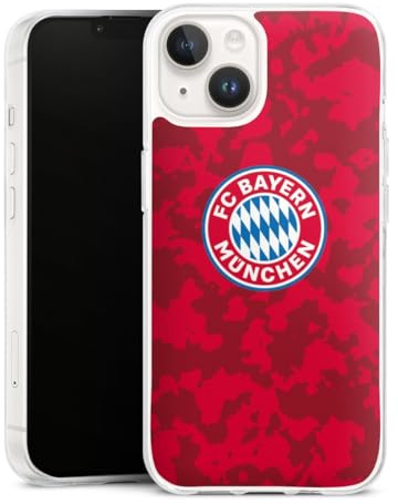 Silikon Hülle kompatibel mit Apple iPhone 14 Case transparent Handyhülle FC Bayern München Camouflage FCB