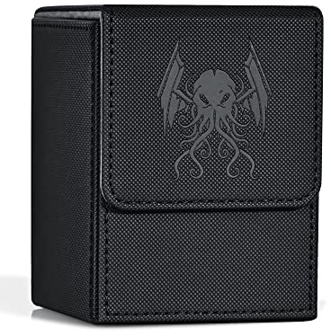 ZLCA Card Deck Box Fits MTG Yu-Gi-Oh! TCG, Card Storage Box with Dividers Holds 100+ Sleeved Cards, Premium Card Deck Case Compatible with CCG Trading Cards (Black Cthulhu)