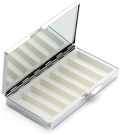 IUDWCG - 1 Pcs Daily Pocket Pill Box, Edelstahl-Pillenbox mit 7 Fächern, Taschen-Pillenhalter Reiseetui, Silber, rechteckig