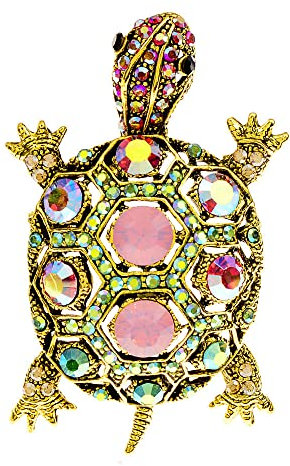 Niedliche Schildkröten-Brosche für Damen, Strass-Kristall, Schildkröten-Anstecknadeln, Kleidungszubehör, Anstecknadeln, modisch, Vintage-Tierschmuck, Muttertags-Ostergeschenk für Mädchen, Mutter, Oma