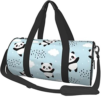 Seesack mit Panda-Wolken-Aufdruck, für Männer und Frauen, Reisetasche (45 x 22,9 cm) für Reisen, Sport, Turnbeutel, Schwarz, Einheitsgröße