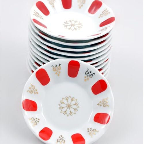 Platillos turcos de melamina, platos de cristal de té de diseño auténtico, 12 unidades, 3.9 pulgadas (rojo)