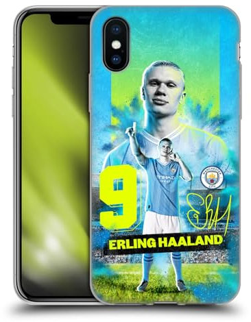 Head Case Designs Offizielle Manchester City Man City FC Erling Haaland 2023/24 Erstes Team Soft Gel Handyhülle Hülle kompatibel mit Apple iPhone X/iPhone XS