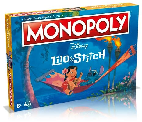 Monopoly Version Lilo & Stitch - Winning Moves - Version Française - Jeux de société pour Enfant - sous Licence Officielle Disney - De 2 à 6 Joueurs - Dès 8 Ans
