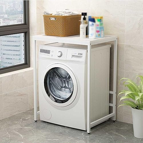 YWQJL Waschmaschinenschrank Überbauschrank Für Trockner Waschmaschine Waschmaschinenregal Holz 60 cm Breit Überbau Regal Über Waschmaschine Washing Machine Cabinet (Weißer Rahmen + weiße Tafel)