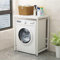 YWQJL Waschmaschinenschrank Überbauschrank Für Trockner Waschmaschine Waschmaschinenregal Holz 60 cm Breit Überbau Regal Über Waschmaschine Washing Machine Cabinet (Weißer Rahmen + weiße Tafel)