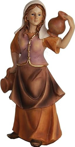 FADEDA Magd mit Krug auf Schulter/Höhe:7 cm/handbemalt/detailgetreue Krippen Figuren - Weihnachten Tisch Dekoration Krippe Zubehör