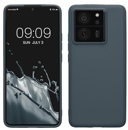 kwmobile Hülle kompatibel mit Xiaomi 13T / 13T Pro Hülle - weiches TPU Silikon Case - Cover geeignet für kabelloses Laden - Dunkler Schiefer