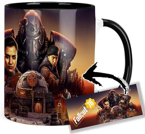 MasTazas Fallout 76 Tasse Ceramique Intérieure et Poignée Noire Mug