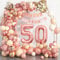 Rose Gold 50th Birthday Decorations for Women - Balloon Arch Garland Kit With Number 50 Foil Balloons, Happy Birthday Banner for Party Decoration