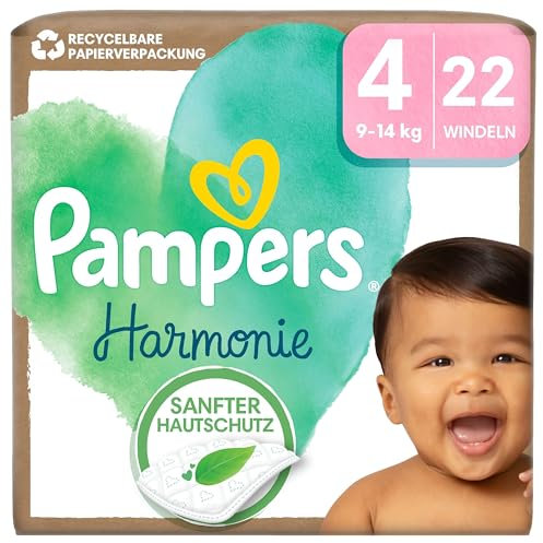 Pampers Harmonie Größe 4 SINGLE PACK, 22 Windeln, 9kg - 14kg, sanfter Hautschutz und pflanzenbasierte Inhaltstoffe
