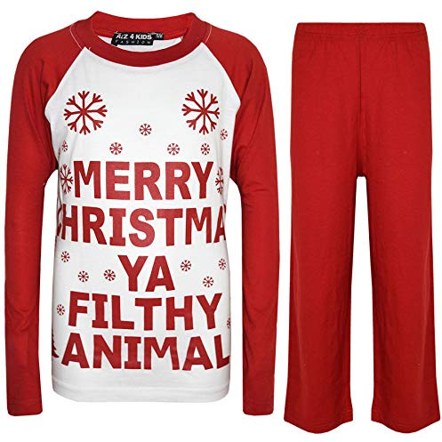 A2Z 4 Kids Girls Boys PJ's YA Filthy Printed Christmas Pyjamas - PJS Ya Filthy Red 7-8.1