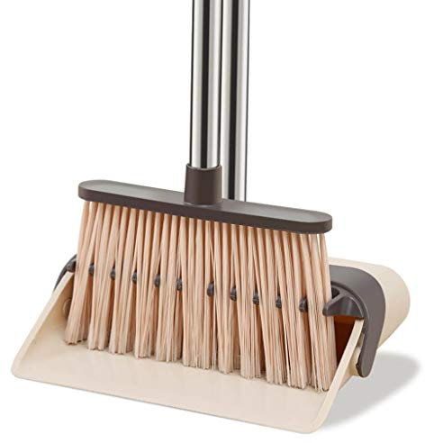 AttreX NLIAN and Dustpan, with 72cm Long Handle Upright Dustpan and Brush 3.5cm Long Comb Cleaning Set for Schools Hotel Hospital Upright Sweep Set Dustpan