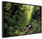 B&D XXL Bilder mit Rahmen 120x80 cm Wandbilder groß Leinwandbild XXL schwarzer Holzrahmen modern Wanddekoration Kunstdruck Wanddeko Wohnzimmer Schlafzimmer Wald Natur Landschaft Bäume Wasserfall