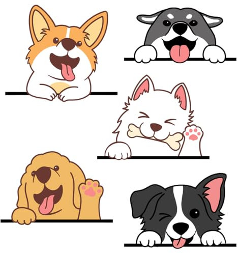 Buer Homie Wandaufkleber 3D 5 Haustier Hund Aufkleber Welpe Aufkleber Vinyl Dekor, Wandtattoo Hund, Wand Stickers Kinderzimmer Aufkleber Hund, Badezimmer Wandtattoos