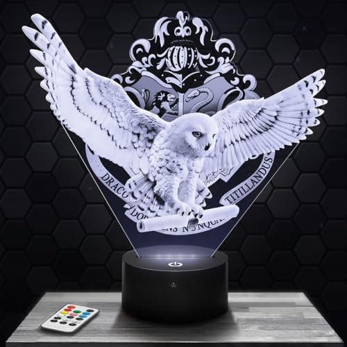 Lampe Hedwig, Dekoration für Jungen und Mädchenzimmer, 3D-Lampe Fantasiefilm Magie, Geschenkidee Hedwig, Geschenkidee für dekoratives sanftes Licht Nachtlicht, Bürodeko geschenkidee für Teenager TOP