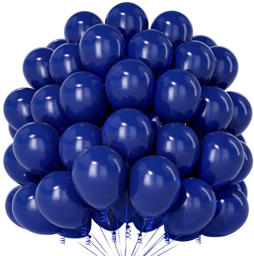Teselife 100 Ballons Bleu Marine en Latex Mat 12 Pouces, pour Anniversaire Homme Garçon, Union Jack, Anniversaire, Mariage, Fiançailles, Diplôme, Décoration Fête
