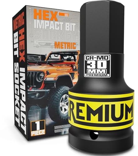 KIRXST Juego de Llaves de Impacto Hexagonales de 1 pulgada, Herramienta de Destornillador Allen de Impacto de H30 (30 mm), para Coche, Bicicleta, Reparación de Herramientas