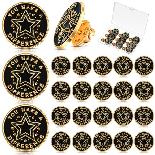 Dilunave 24 Pcs Employee of the Month Lapel Pin Employee Star Recognition Pins Staff of the Month Badge Appreciation Gifts or Award Employees Staff Team Gift Coworkers Reward