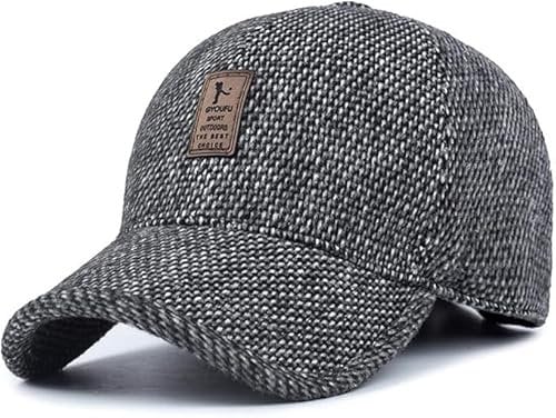 JA DENGIOR Basecap Herren Winter mit Ausklappbarem Ohrenschutz,Wintermütze Unisex Baseballmütze,Wintercap Herrencap Herbst/Winter Weichem Innenfutter Schirmmütze Outdoor Cap Herren