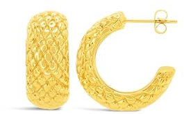 ARS-ARGENTI Boho Ohrringe Damen Mädchen Sterling Silber 925 Gold 18K - hypoallergen (Extravagante Statement Halb-Creolen in Boho-chic GENESIS Edelstahl 18K vergoldet 23x10mm)