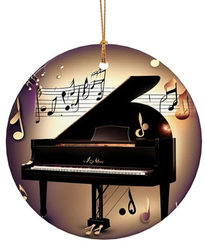 Music Note Piano First Ceramic Christmas Ornaments 2024 Small Xmas Tree Decorations Mini Decorating Outdoor Hanging Ornaments