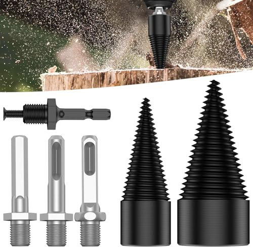 6 spaccalegna coni per legno 32 + 42 mm con 4 misure, manico per coltello, spaccalegna per legno, rivestimento in titanio, riduce l'attrito, il calore spaccalegna ad alta durezza, forte durezza,