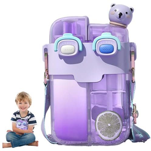 Kawaii Wasserflasche, niedliche Wasserflasche, 780 ml große Kapazität Süßes Wasserflasche Dual Trinkkampfflasflasche mit undichte Wasserflasche tragbare Sportflasche für Sportreisen im Freien im Frei