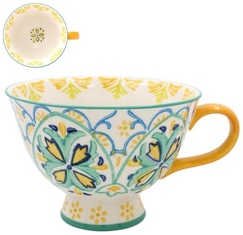 Lesser & Pavey Hand Painted Footed Mug for Home & Kitchen | Newly Designed Mugs for Tea & Coffee | Lovely Cup for Mens Gifts & Birthday Gifts for Women, Green