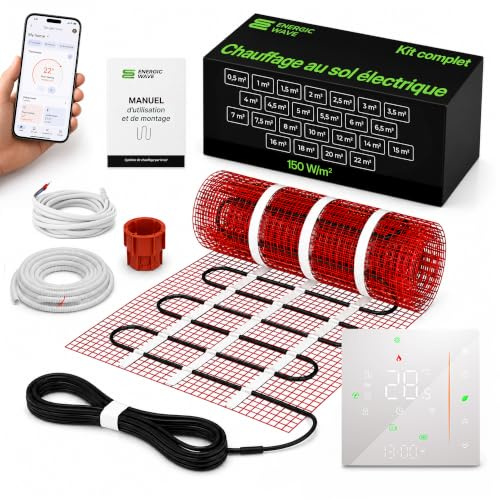 Tapis de Chauffage Sol Électrique 14m² 150 W/m² - Kit Complet avec Thermostat Wi-Fi, Tapis Chauffant, Natte Chauffante pour Carrelage, Grès Cérame et Sols en Pierre