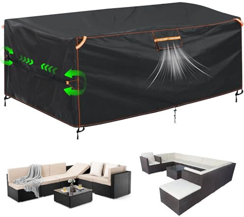 GARPROVM Abdeckplane Gartenmöbel Outdoor Wasserdicht, 230x165x80cm Gartenmöbel Abdeckung Wetterfest 420D Oxford Gewebe mit Belüftung, Staubdicht Schutzhülle für Outdoor Sitzgruppe Sofa Tischabdeckung