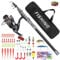 Achort Canna da Pesca e Mulinello Combo Set di Canne Telescopica con Lenza, Set Combinato Canna da Pesca Telescopica e Mulinello, Kit di Esche da Pesca e Borsa per Il Trasporto