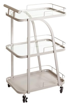 HAKU Möbel Servierwagen, grau (Kaschmirgrau), Metall, Sicherheitsglas 5 mm - Maße: B 35 x H 79 x T 45 cm, Style: Modern