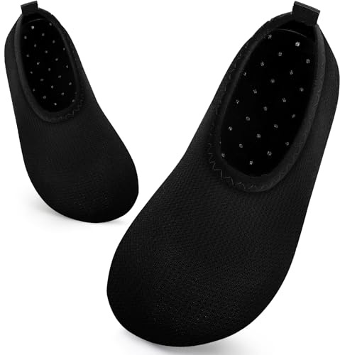 Kids Swim Water Shoes Toddlers Baby Aqua Socks Quick Dry Pool Beach Barefoot for Boys Children(817-Black,16/17 EU)
