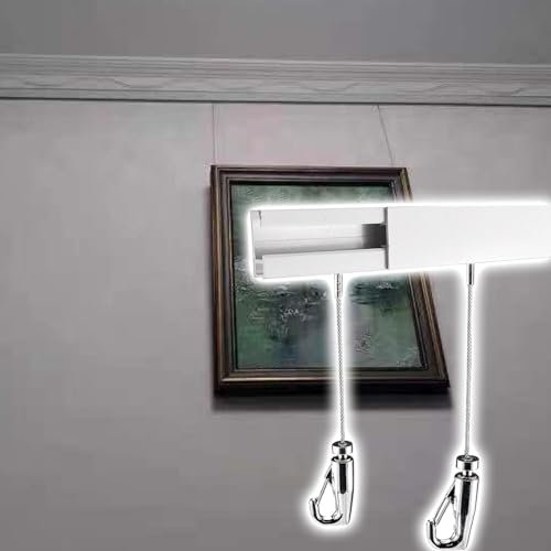 CHZDPP riel Colgar Cuadros Galería de Arte Pintura Rieles y Gancho para Pared, Perchas para Cuadros y Dibujos, Colgador de Fotos para Casa/Escuela/Oficina(2m/6.6ft Track,3m/9.8t Cable)
