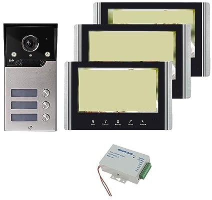 TRDEWR Videocitofono Videocitofono Videocitofono da 7 Pollici A 4 Fili con Campanello for Porte con Pulsanti 2/3/4 for Videocitofonico HD for Famiglie Trova di più A Casa Tua(V7022B-MAS-3)